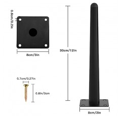UKOSNA 8pcs 12 인치 테이블 다리, 직선 원추형 금속 가구 다리 소파 캐비닛 커피 테이블 의자 찬장 소파 나이트 스탠드 책장 용 블랙 세기 중반 스타일 의자 피트 교체 다리