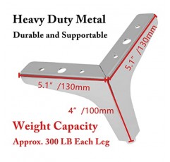 MILDWOO 금속 가구 다리 4인치, 소파 다리 8개 세트, 실버 모던 드레서 다리, 소파, 테이블, 침대, 캐비닛, 의자, 오토만용 삼각형 교체 코너 가구 다리