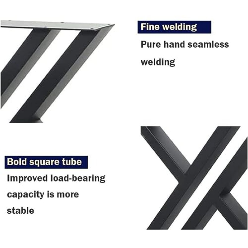 금속 산업 식사 현대 테이블 다리 책상 다리 기본 주철 용접 단철 커피 테이블 벤치 다리 밤 스탠드 사무실 테이블 28 인치 삼각형 모양 블랙 DIY (2 개 세트 1 세트) 28