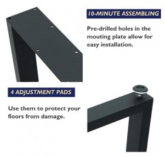 금속 산업 식사 현대 테이블 다리 책상 다리 기본 주철 용접 단철 커피 테이블 벤치 다리 밤 스탠드 사무실 테이블 28 인치 삼각형 모양 블랙 DIY (2 개 세트 1 세트) 28