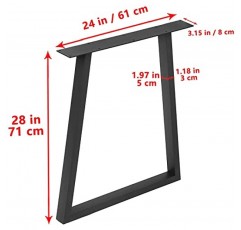 금속 테이블 다리 H 28 인치 X W 24 인치 다이닝 데스크 가구 다리 커피 다이닝 헤비 듀티 책상 다리, 사각 튜브 테이블 다리, 사무실 책상 다리 컴퓨터 책상용 DIY 철 벤치 다리