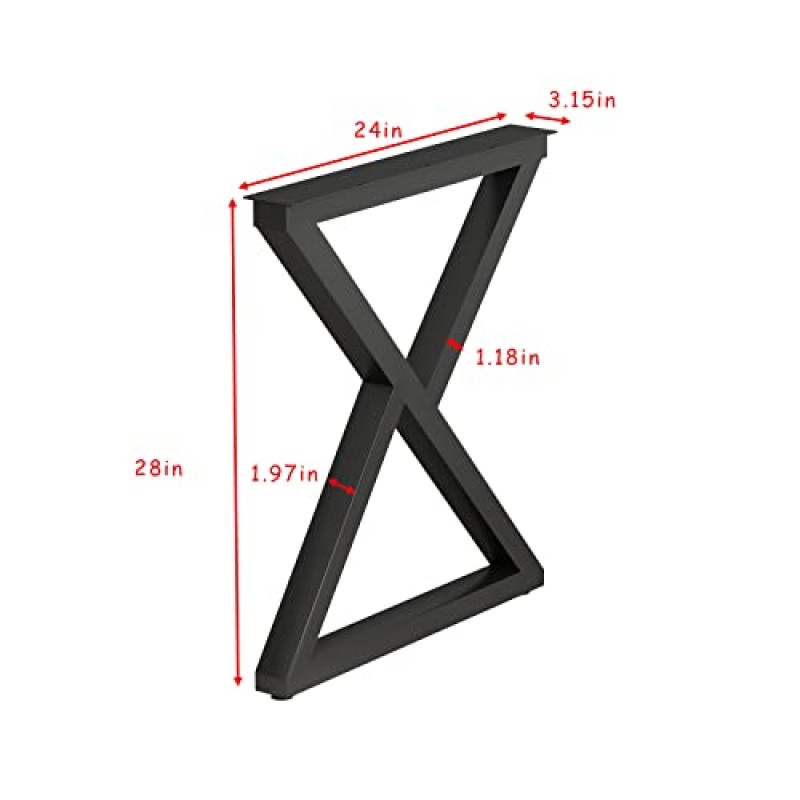 HOMEKAYT 산업용 금속 테이블 다리(H28 x W17.7) DIY용 견고한 현대식 가구 다리 책상 다리 2개 세트 식사 테이블, 커피 테이블, 주방 테이블용 다용도-(삼각형 모양, 검정색)