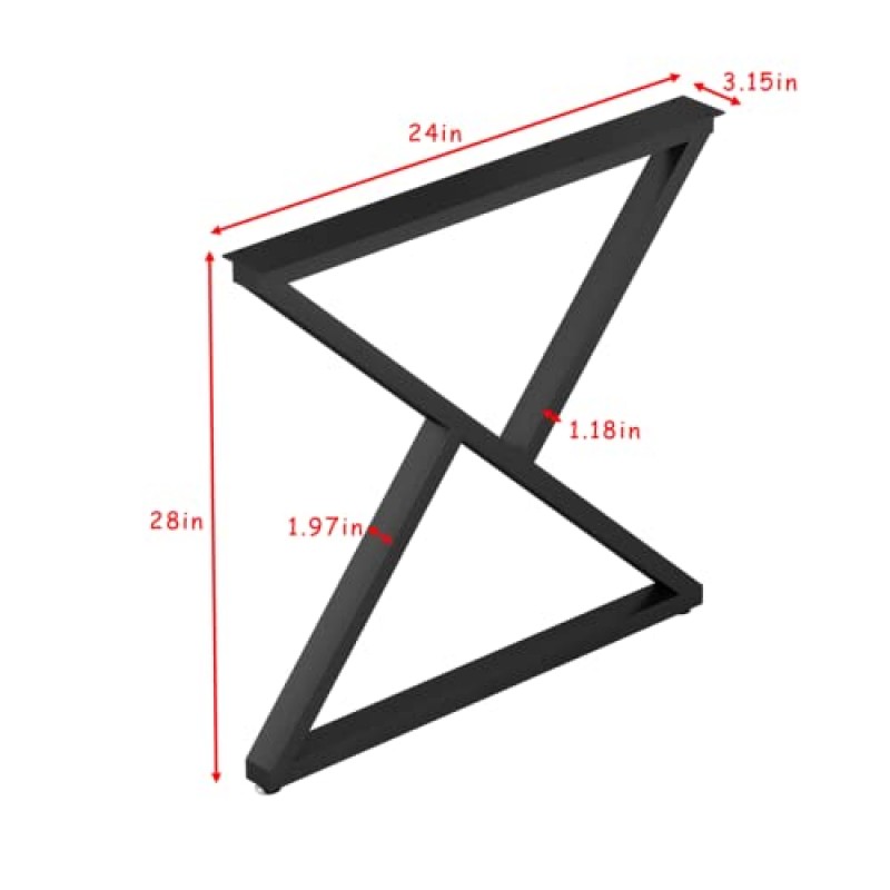 검은 금속 테이블 다리 28'인치 헤비 듀티 금속 책상 다리, 테이블용 DIY 금속 다리, 가정용 가구용 산업용 테이블 다리(판자 제외)