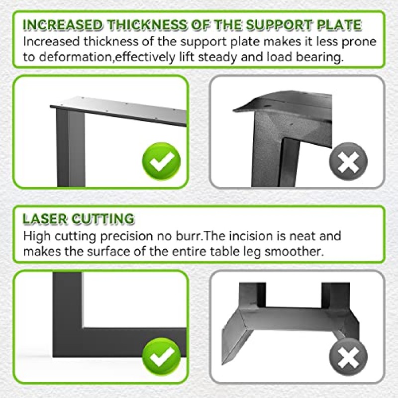 PHWOTAN 금속 테이블 다리 28인치 x 24인치, 2개 책상 다리, 테이블용 다이아몬드 모양의 헤비 듀티 금속 다리, 식탁 사무용 컴퓨터 책상용 DIY 가구 다리