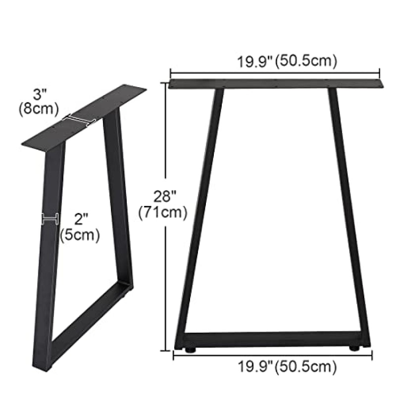 RokiaTek 금속 테이블 책상 다리 28인치 사다리꼴 모양의 식탁 다리 2개 세트 강철 가구 다리, 헤비 듀티, DIY, 매트 블랙