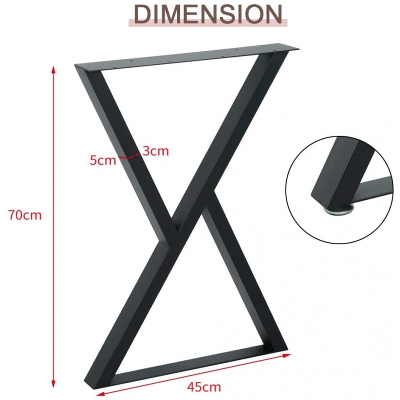 HEONITURE 삼각형 모양, 주철 다이닝, 사이드 테이블 다리, 소박한 튼튼한 DIY 가구 다리, 사각 튜브 커피 테이블 다리 2개(28인치 높이 18인치 너비)(B)