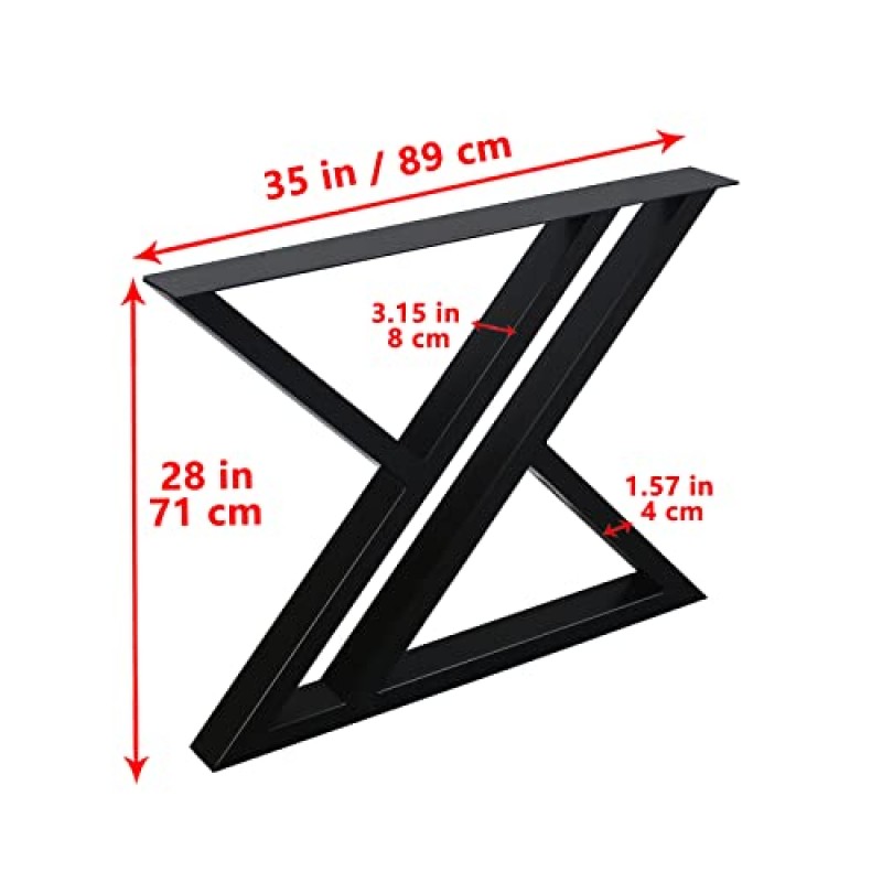 MBQQ 가구 다리 28인치 높이 35인치 넓은 소박한 장식 이중 지지 삼각형 테이블 다리, 튼튼한 금속 책상 다리, 식탁 다리, 산업 현대식, DIY 철 벤치 다리