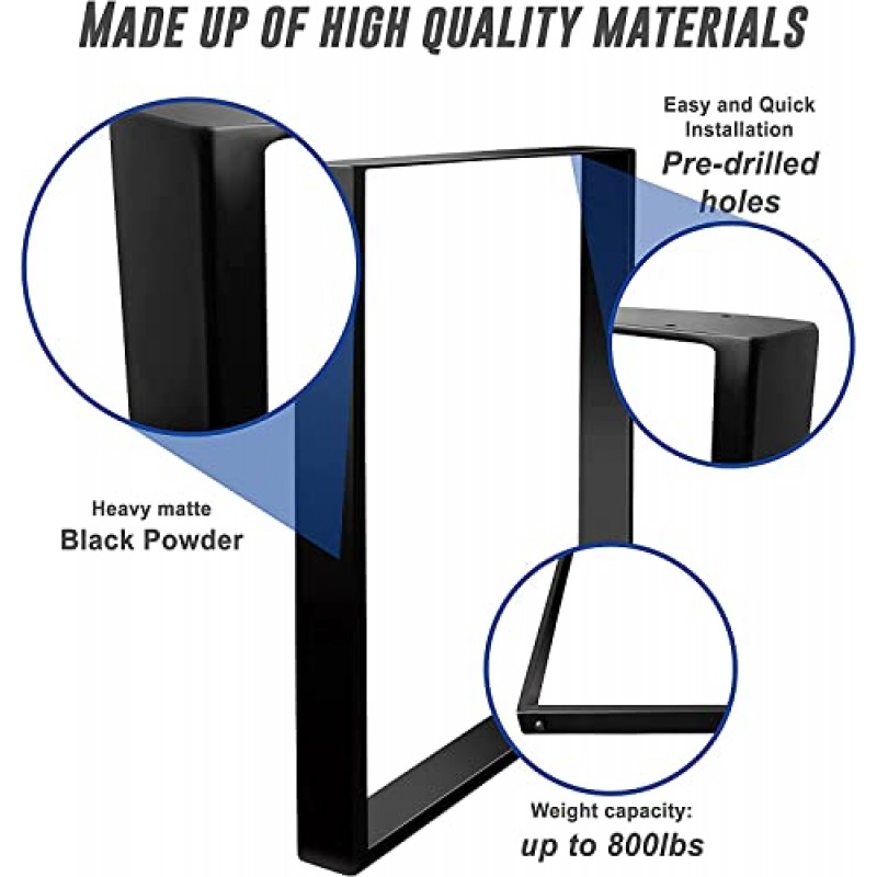Uyoyous 금속 테이블 다리 책상 다리 커피 테이블 다리 2개의 헤비 듀티 사다리꼴 가구 다리 28인치 세트 가구, 벤치 다리, DIY 철 벤치 다리용 검은 금속 책상 다리