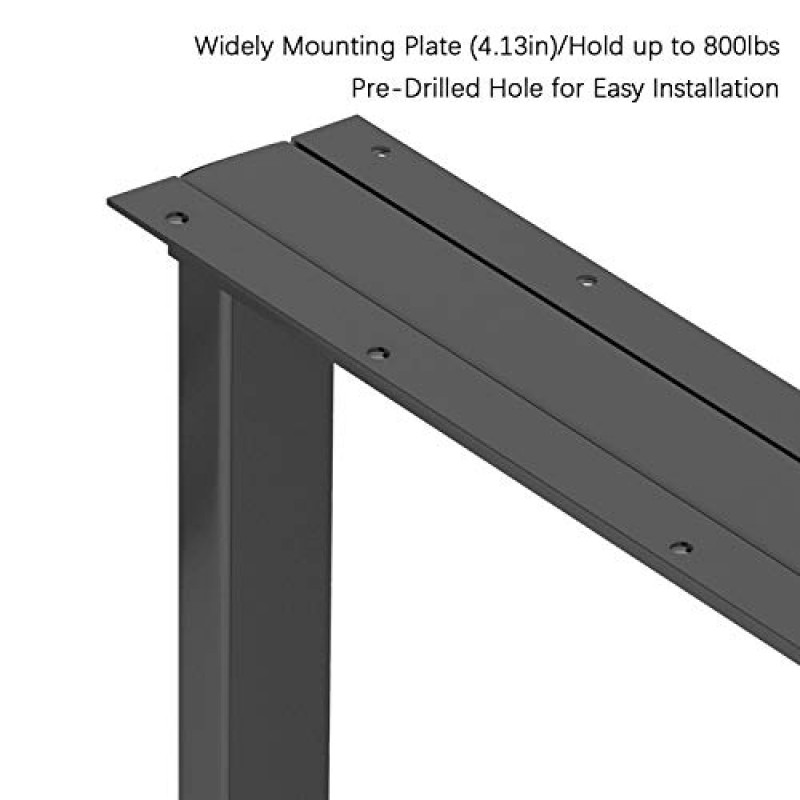 금속 테이블 다리 높이 28인치 x 너비 17.7인치, 조정 가능한 보호대 포함, 산업용 및 소박한 스타일의 책상/테이블용 튼튼한 금속 가구 다리, (최대 800lb까지 견딜 수 있음), 검정색, 2개 세트