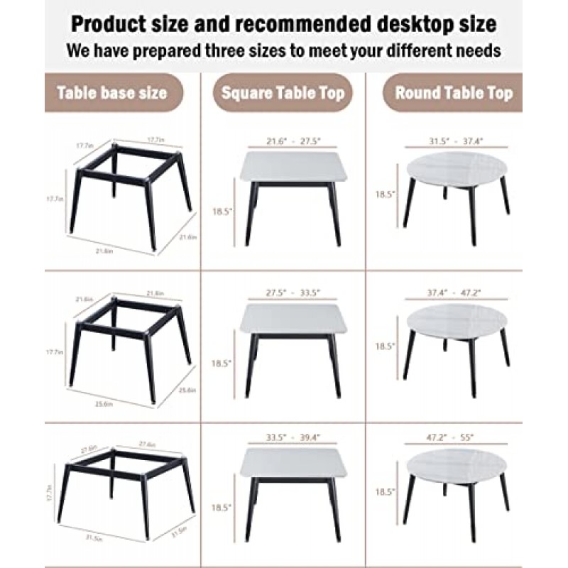 MAIKAILUN 모던 테이블 베이스 17.7인치 흡입 컵이 있는 산업용 금속 테이블 다리, 대리석, 유리, 목재 상판용 책상 베이스, 가정용, 주방, DIY 벤치 다리 커피 테이블(소형)용 검정색 가구 다리 4개 세트