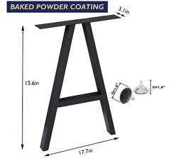 HEONITURE 28인치 금속 식사 현대식 테이블 다리 책상 베이스 주철 용접 연철 사무실 A 모양 검정색 DIY(2개 세트 1개) 27.6
