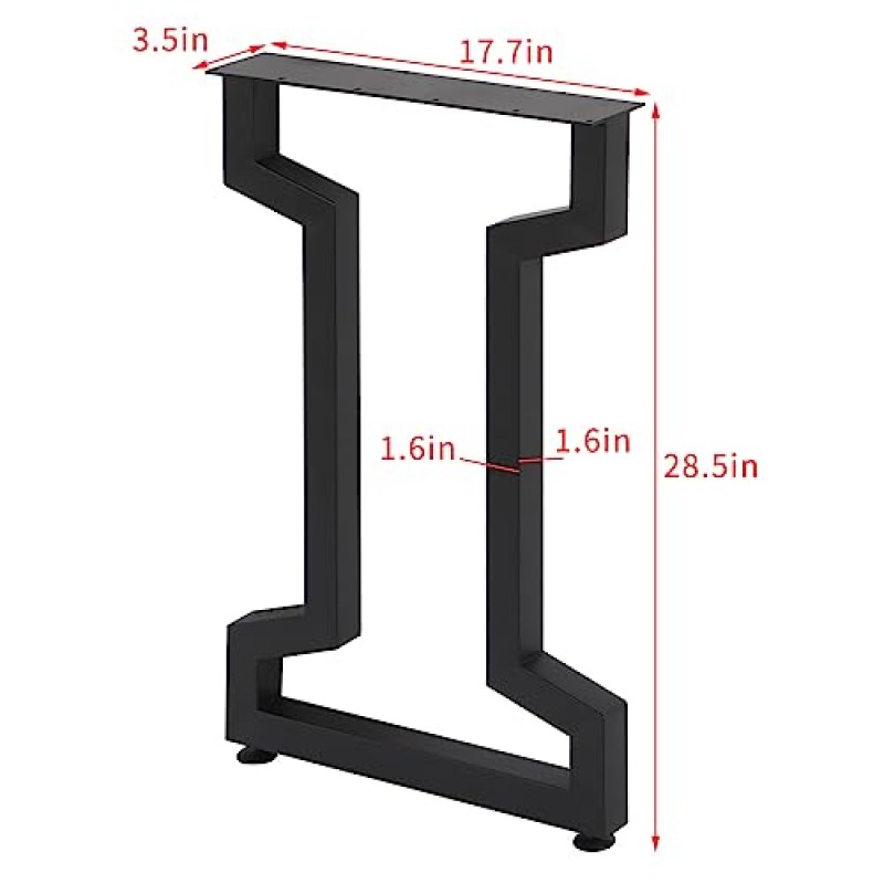 GPDD 금속 테이블 다리 H28 x W17.7 인치 헤비 듀티 주철 검정색 책상 다리 DIY 커피 테이블 다리, 사무실 테이블 다리 컴퓨터 책상 다리 컨트리 스타일 테이블 다리, 2개 세트