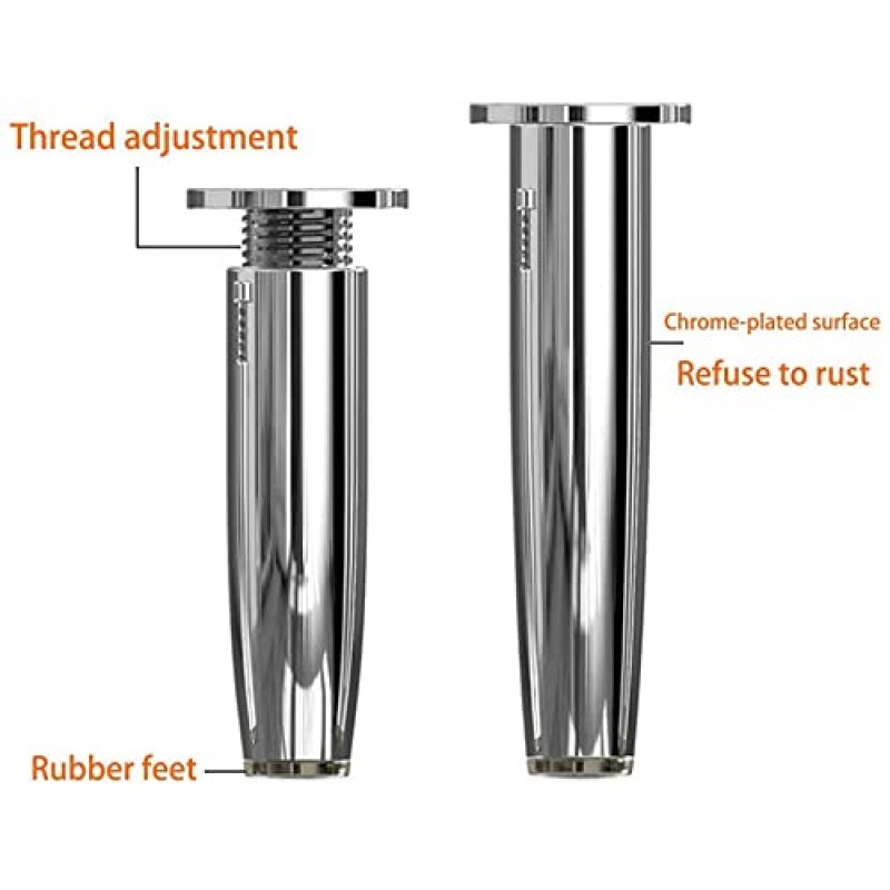 가구 다리 금속, 조정 가능한 가구 다리, DIY 금속 지지대 조정 가능한 캐비닛 다리 TV 캐비닛에 적합한 나사 및 보호 패드가 있는 원통형 소파 다리(4개)(밝은 빛 Co)