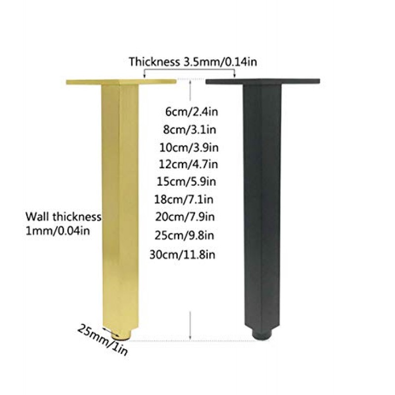 MRbron 4Pcs 금속 가구 지원 피트, 알루미늄 합금 소파 다리, 욕실 캐비닛 다리, DIY 교체 Tv 캐비닛 다리, 높이 조절 가능 0-0.5cm, 커피 테이블, 찬장 다리, black18cm/7.1in