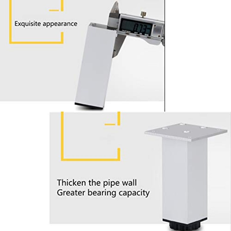 MRbron 알루미늄 합금 가구 다리 주방 피트, 조절 가능한 높이 찬장 테이블 다리, DIY 산업용 벤치 다리, 소파, 커피, 테이블, 실버, 25cm/9.8in