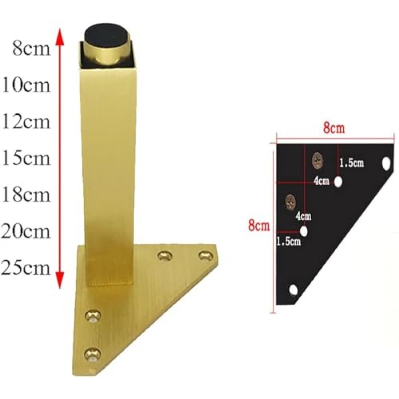 LYF 4 Pcs 조정 가능한 검정색 가구 피트 8-25cm 가구 다리, 사전 뚫린 캐비닛 커피 테이블 TV 스탠드 다리, 헤비 듀티, DIY 가구 소파 지지대 (색상 : 검정색, 크기 : 25cm)