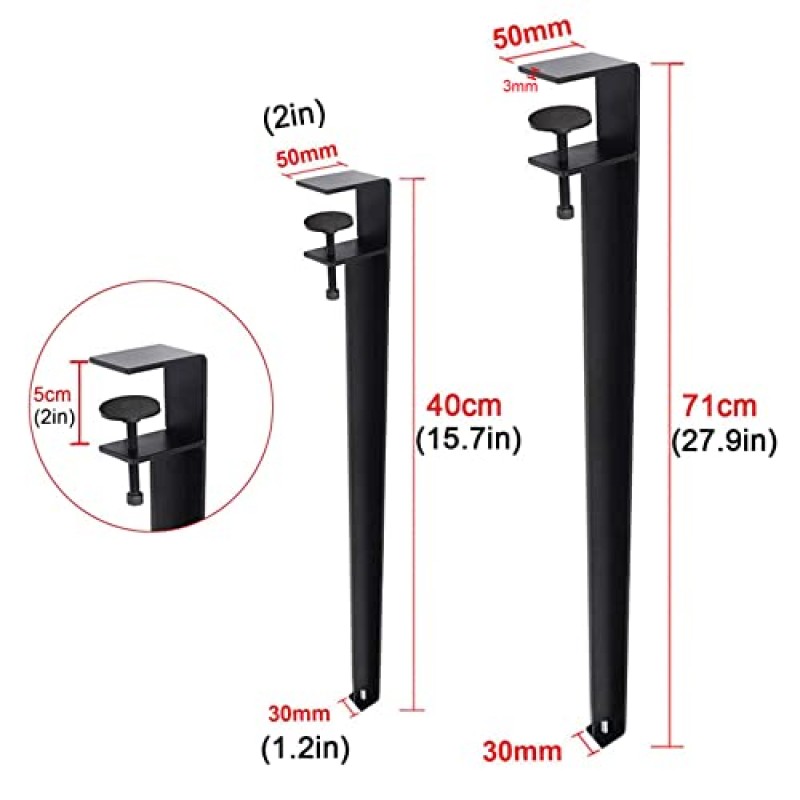 NIANXINN 조정 가능한 맞춤 테이블 클램프 다리, 2pcs 이동식 DIY 철 테이블 다리, 금속 가구 다리, F 자형 식사 책상 다리, 커피 테이블, 벤치, 가구 콘솔, 펀칭 디자인 없음 (27.9in, 검정색)
