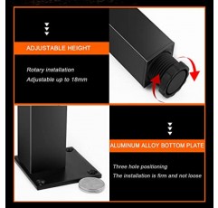 DOnhek 알루미늄 합금 가구 다리, 금속 사각 소파 다리, 미끄럼 방지 가구 다리, 나사 포함, 헤비 듀티 DIY 가구, 4 Pcs, Silver-30cm(11.8in) (Black 10cm(3.9in))