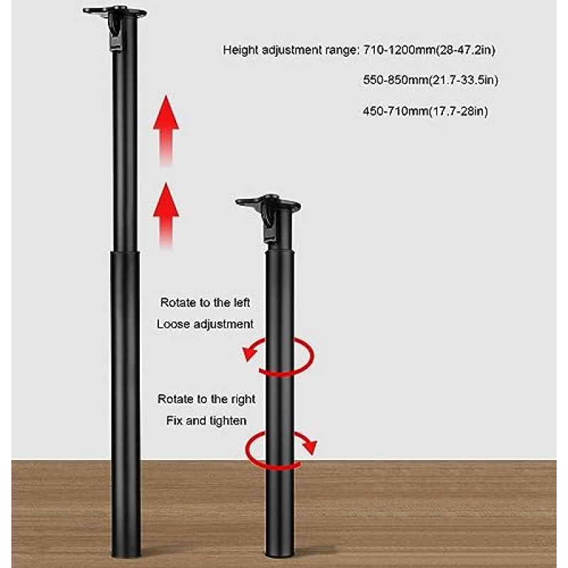 금속 접이식 금속 테이블 다리, 조절 가능한 높이 지지 다리, 강철 DIY 가구 다리, 홈 오피스 가구 책상 다리, 17.7-28.0in, 21.7-33.5in, 28.0-47.2in(색상: 흰색, 크기: 55-85cm(21.7-33)