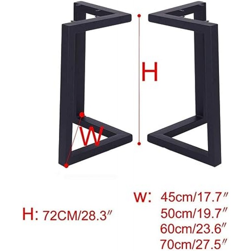 LYF 산업용 식탁 다리, 금속 강철 책상 다리 DIY 가구, 검정색 테이블 다리, 업그레이드 40 60mm 정사각형 튜브(색상: 검정색, 크기: W45*H72cm/17.5 * 28in)
