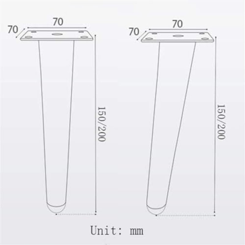 LYF 금원추형 가구 발 소파 다리, 15cm-20cm TV 욕실 지지대, DIY 크롬 커피 테이블 다리, 캐비닛 및 침대 다리에도 사용할 수 있음(색상: 금색, 크기: 20cm)