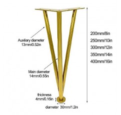 MRbron Stainchless 강철 머리 핀치 테이블 다리 머리 핀치 피트, DIY 황금 머리 핀치 커피 테이블 다리 사이드 테이블 용 헤비 듀티 금속 가구 다리 다리, 소파 피트, 4 개 세트