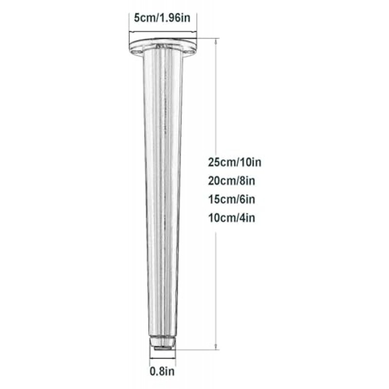 LYF 금속 가구 다리, 알루미늄 직선 원뿔 캐비닛 다리, DIY 금속 소파 다리, 조절 가능한 다리, 녹 없음, 4개(색상: 회색, 크기: 4인치/10cm)