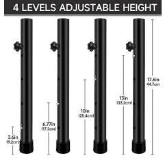 접이식 테이블용 테이블 라이저 8팩, 높이 조절이 가능한 4단계 접이식 테이블 다리 확장기, 견고한 금속 테이블 다리 확장, 테이블 높이 3.6인치|6.77인치|10인치|13인치용 접이식 테이블 라이저