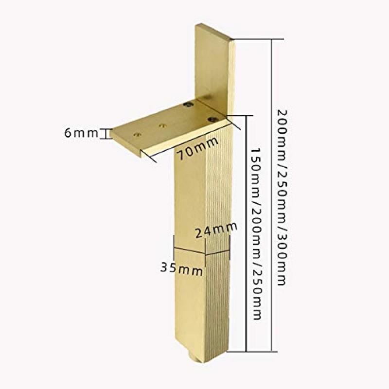 WEHOMY 조정 가능한 다리 알루미늄 합금 캐비닛 다리 금속 테이블 다리 골드/블랙 Tv 캐비닛 Legsniture DIY 지원 다리 200Mm/250Mm/300Mm-4 Pcs/골드/200Mm