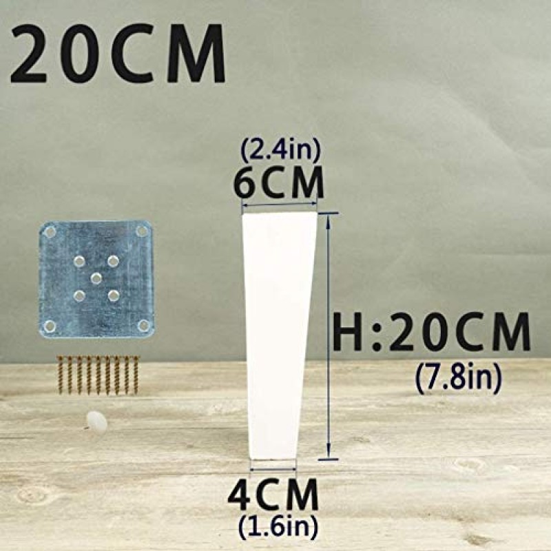 가구 다리, DIY 교체 다리, 의자 테이블 다리, 가구 다리 소파 다리 소파 다리 테이블 다리 드레서 다리, 4Pcs 단단한 나무 발, 소나무 교체 다리, 침대 다리, 침대용, 흰색/18Cm / 7In ( C (