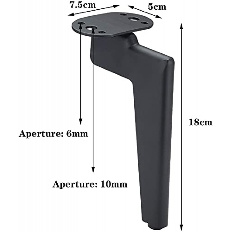 스테인레스 스틸 가구 다리, 소파 발 4개, DIY 하드웨어 가구 액세서리, 소파, 커피 테이블, TV 캐비닛에 사용됨(검은색 18cm)