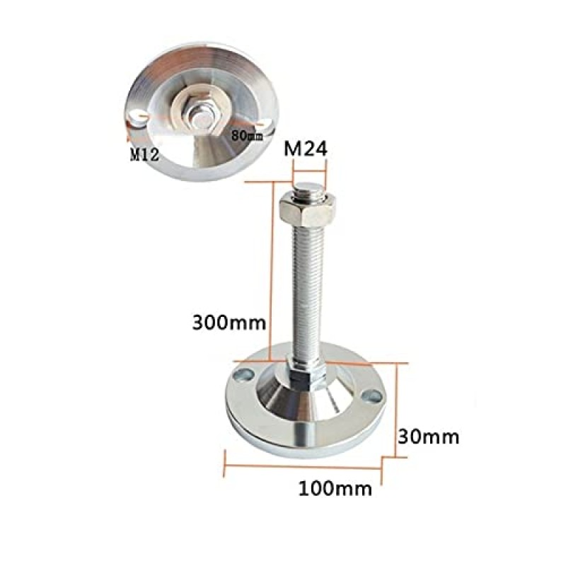4피스 헤비듀티 가구 피트, 조정 가능한 테이블 피트, 나선형 피트 M30, M24 레벨링 피트 포함, 완전 나사형 레벨링 피트, DIY 소파 다리, 캐비닛, 작업대에 사용됨(색상: D100X M30X100mm