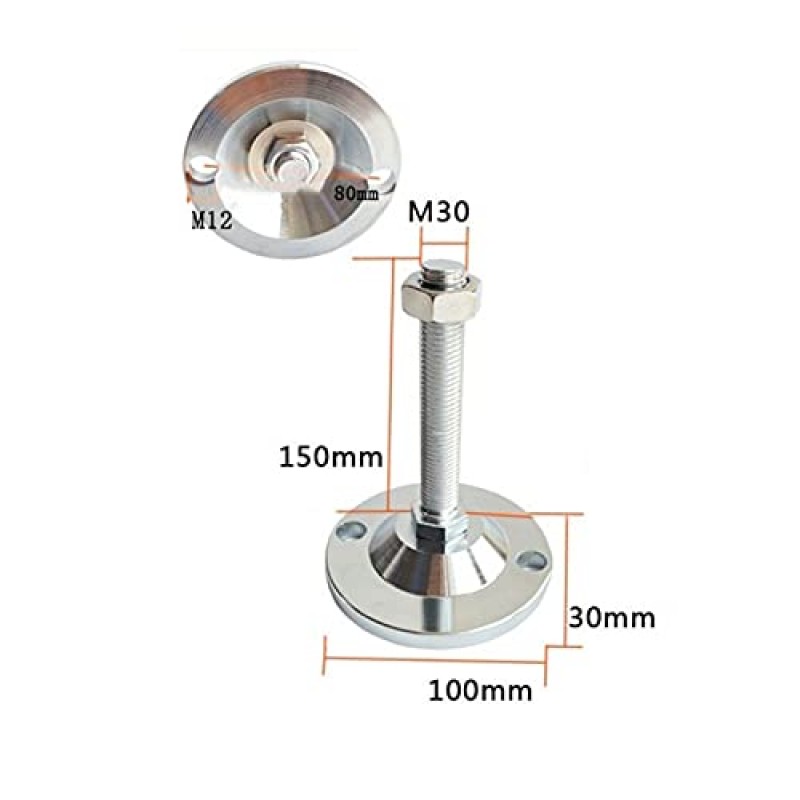 4피스 헤비듀티 가구 피트, 조정 가능한 테이블 피트, 나선형 피트 M30, M24 레벨링 피트 포함, 완전 나사형 레벨링 피트, DIY 소파 다리, 캐비닛, 작업대에 사용됨(색상: D100X M30X100mm