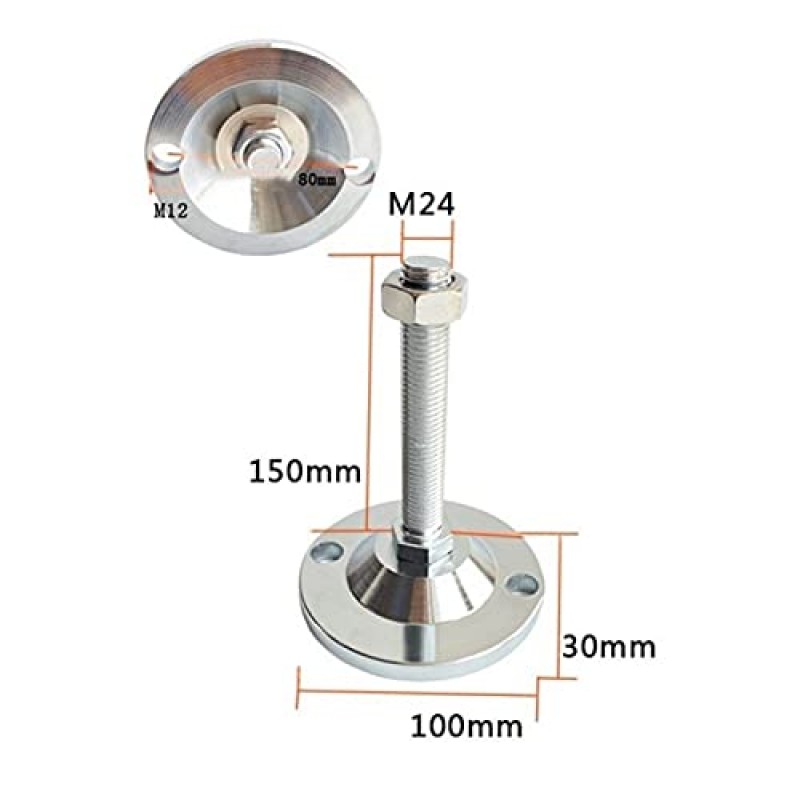 4피스 헤비듀티 가구 피트, 조정 가능한 테이블 피트, 나선형 피트 M20, M24 레벨링 피트 포함, 완전 나사형 레벨링 피트, DIY 소파 다리, 캐비닛, 작업대에 사용됨(색상: D100X M20X300mm)