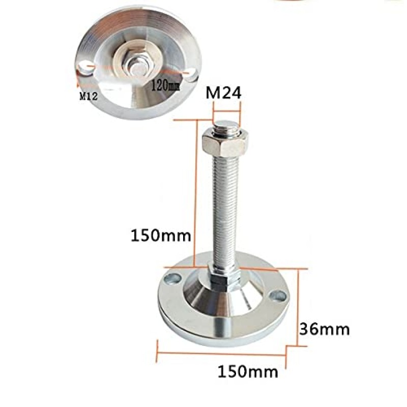KETTEL 4피스 중부하 작업용 가구 발, 조정 가능한 테이블 발, 나선형 발, 수평 조절 발, 전체 스레드 수평 조절 발, DIY 소파 다리, 캐비닛 및 작업대용(색상: D120 XM24X200mm)