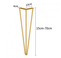 4 테이블 머리핀 다리 세트, 조정 가능한 헤비 듀티 산업용 가구 다리 소파 피트, 3 막대 금속 커피 테이블 다리, DIY 홈 오피스 데스크 테이블 나이트 스탠드, 컴퓨터 테이블 (50cm, 골드)