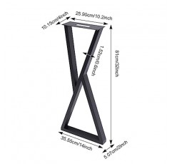 EurHomePlus 금속 책상 다리 32인치 테이블 다리 헤비 듀티 산업용 블랙 테이블 다리 Z 모양 테이블 다리 DIY 테이블 다리, 가구 다리(2개 세트)