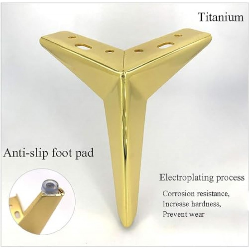 LYF 검정색 테이블 다리 삼각형 DIY 금속 가구 발, 자유 나사 포함 가구 다리, 찬장, 소파, 커피 테이블, TV 캐비닛 및 기타 안락의자 발 4개(색상: 검정색, 크기: 17cm(7인치))