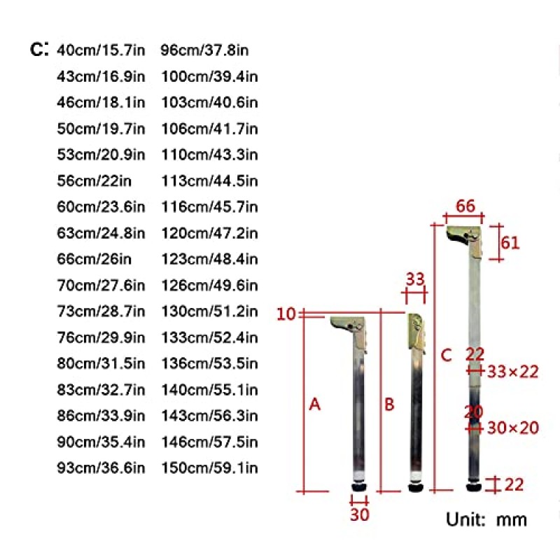 테이블 다리, 접이식 스테인레스 스틸 테이블 다리, 금속 가구 다리 x1, 개폐식 및 조절 가능 지지대, DIY 가구에 적합, 보호 베이스 포함, 푸시-풀 리프팅 캐비닛 다리 포함