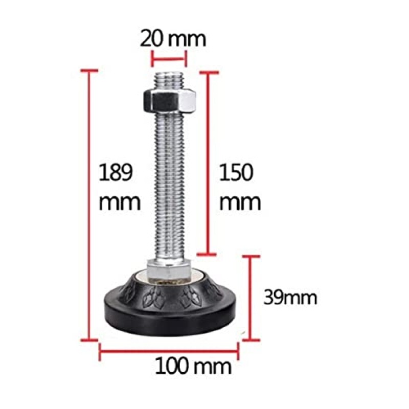 KETTEL 가구 수평 조정 다리 4개, DIY 조정 가능한 발 수평 조정 패드, PVC 미끄럼 방지 밑받침 포함, 가구 및 기계 장비용(크기: 100*m20*120mm)
