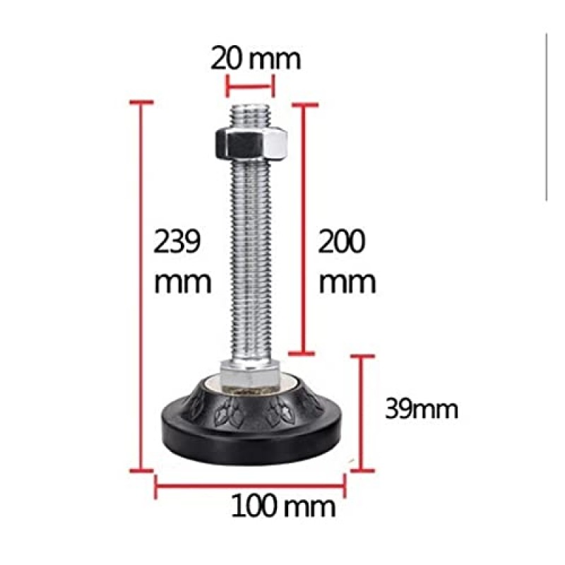 KETTEL 가구 수평 조정 다리 4개, DIY 조정 가능한 발 수평 조정 패드, PVC 미끄럼 방지 밑받침 포함, 가구 및 기계 장비용(크기: 100*m20*120mm)