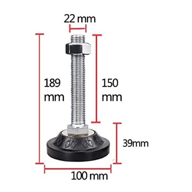 KETTEL 가구 수평 조정 다리 4개, DIY 조정 가능한 발 수평 조정 패드, PVC 미끄럼 방지 밑받침 포함, 가구 및 기계 장비용(크기: 100*m20*120mm)