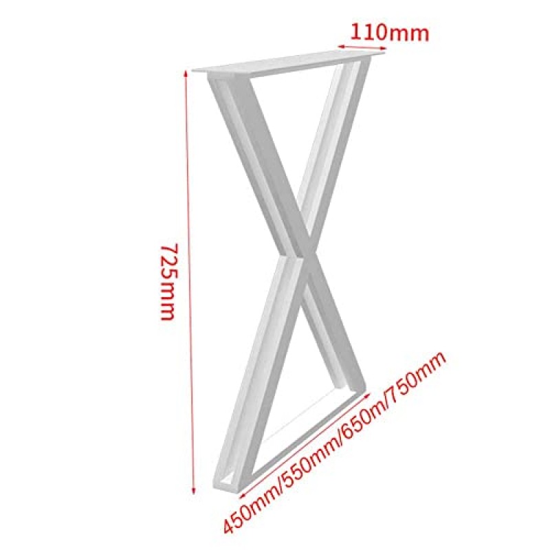 테이블 다리, 산업용 X자형 테이블 다리, 금속 강철 DIY 가구 액세서리, 앤티크 컨트리 스타일, 높이 72.5cm, 바닥 보호 장치, 2개 세트(색상: 흰색, 크기: 450*725mm(18*28)
