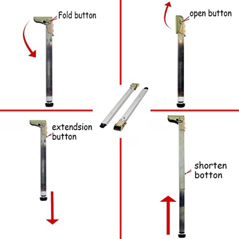 ISolay 스테인레스 스틸 DIY 가구 테이블 다리 접이식 금속 바 테이블 다리 바 지지대 기둥베이스 미세 조정 1-2cm 나사 포함 (크기: 27 