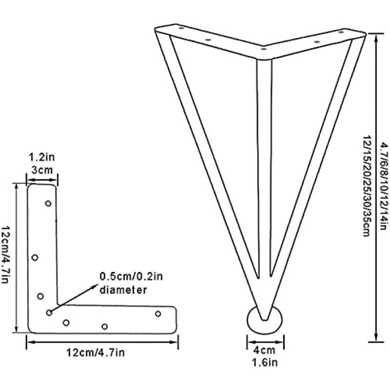 금속 가구 다리, 가구 발, 스테인레스 스틸 삼각형 테이블 다리, DIY 침대, 소파, 의자, 조절 가능한 높이, 안정적인 캐비닛 피트, 4개(색상: 금색, 크기: 35cm/14in)(금색 25cm/10in)에 사용됩니다.