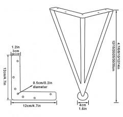 금속 가구 다리, 가구 발, 스테인레스 스틸 삼각형 테이블 다리, DIY 침대, 소파, 의자, 조절 가능한 높이, 안정적인 캐비닛 피트, 4개(색상: 금색, 크기: 35cm/14in)(금색 25cm/10in)에 사용됩니다.