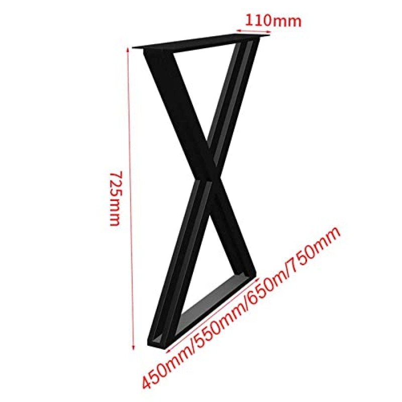 테이블 다리, 산업용 X자형 테이블 다리, 금속 강철 DIY 가구 액세서리, 앤티크 컨트리 스타일, 높이 28인치/72.5cm, 바닥 보호 장치, 2개 세트(색상: 검정색, 크기: 750*725mm(29.5*)