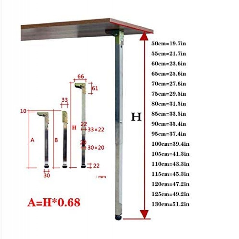 PEIXEN 테이블 다리, 접이식 텔레스코픽 바 책상 다리, 스테인레스 스틸 DIY 가구 테이블 다리, 푸시-풀 리프트 다이닝 테이블 캐비닛 다리, 조절 가능한 보호 베이스, 나사 포함(크기: 100cm(39.4in))