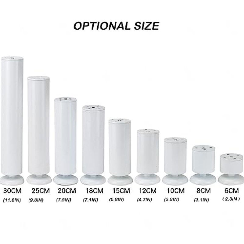 침대 다리 조정 가능한 다리 4 개의 캐비닛 다리 세트 조정 가능한 스테인레스 스틸 조정 가능한 다리 DIY 가구용 원형 가구 다리 0-15mm, black-20CM(7.9IN) (Black 8CM(3.1IN))