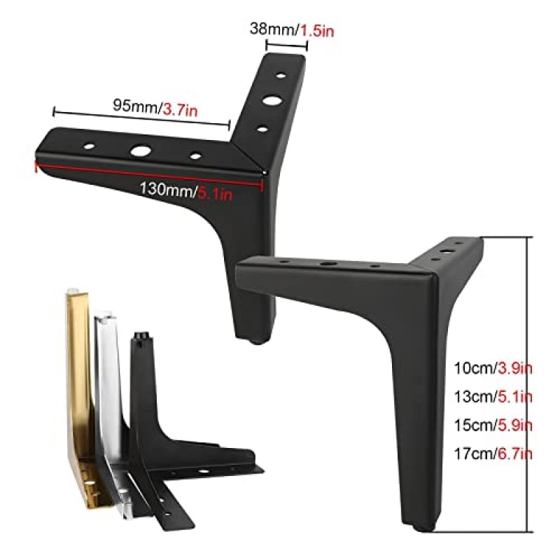 테이블 다리, 4 팩 DIY 가구 금속 테이블 다리, 현대 금속 삼각형 가구 피트 DIY 교체 찬장 소파 가구 지원 다리, 교체 다리, 나사 포함(색상: 티타늄, 크기: